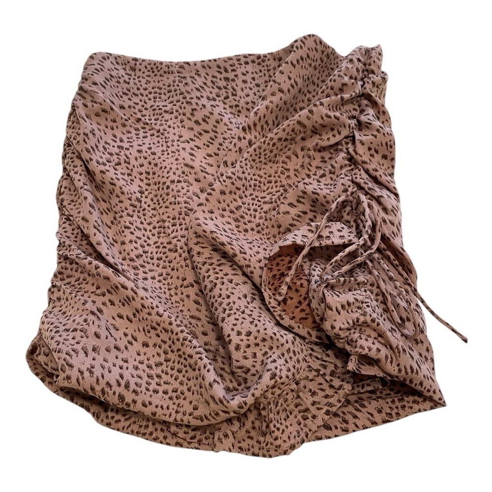 Hudson Gray Mini Skirt, Size S, Brown & Tan Animal Print, Ruffle & Lined.